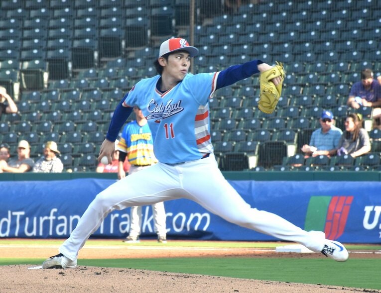 マイナーでは中継ぎ登板も果たした佐々木　©JIJI PRESS