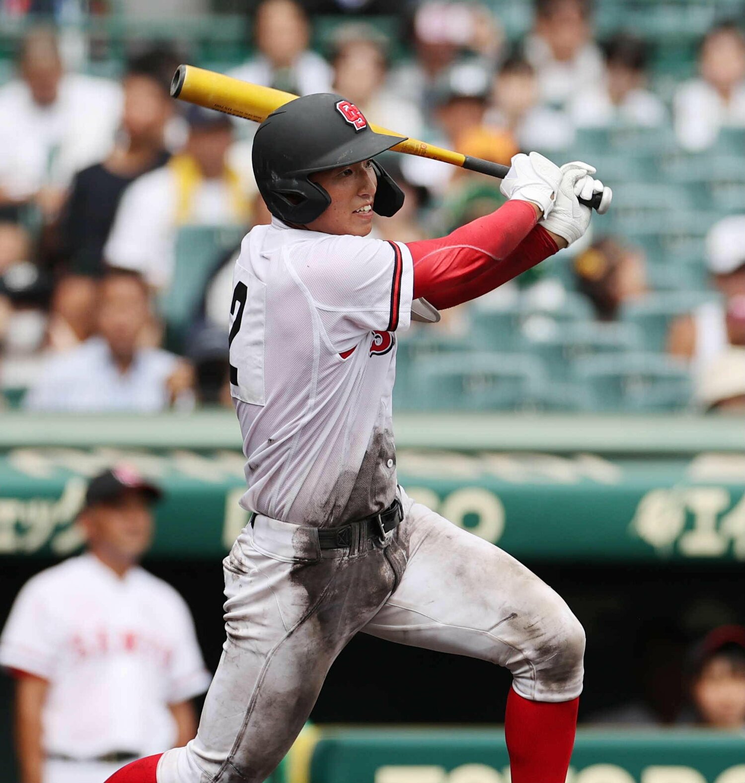 【2】おかやま山陽高・土井研照捕手（３年・181cm84kg・右投右打）　©JIJI PRESS