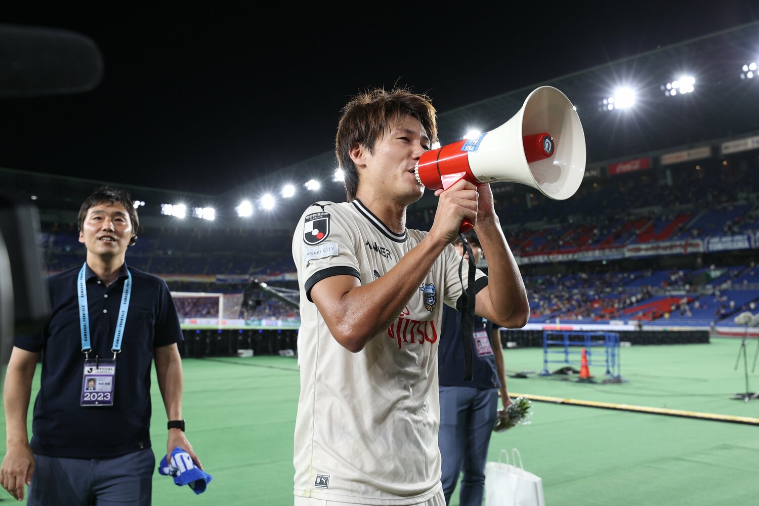 7月15日の横浜F・マリノス戦で決勝点を奪った車屋紳太郎　©︎J.LEAGUE