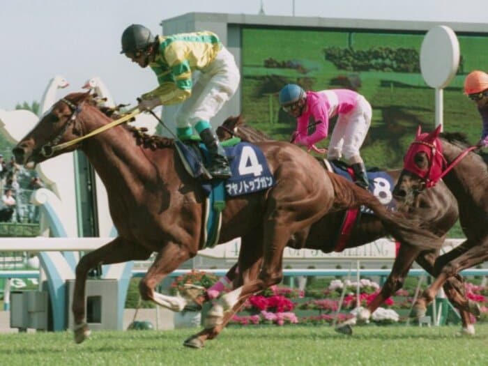 マヤノトップガンが制した天皇賞・春はなぜ「伝説の三強対決」と呼ばれるのか… 若き武豊、横山典弘を凌駕した田原成貴の“矜持”とは＜Number Web＞ photograph by KYODO