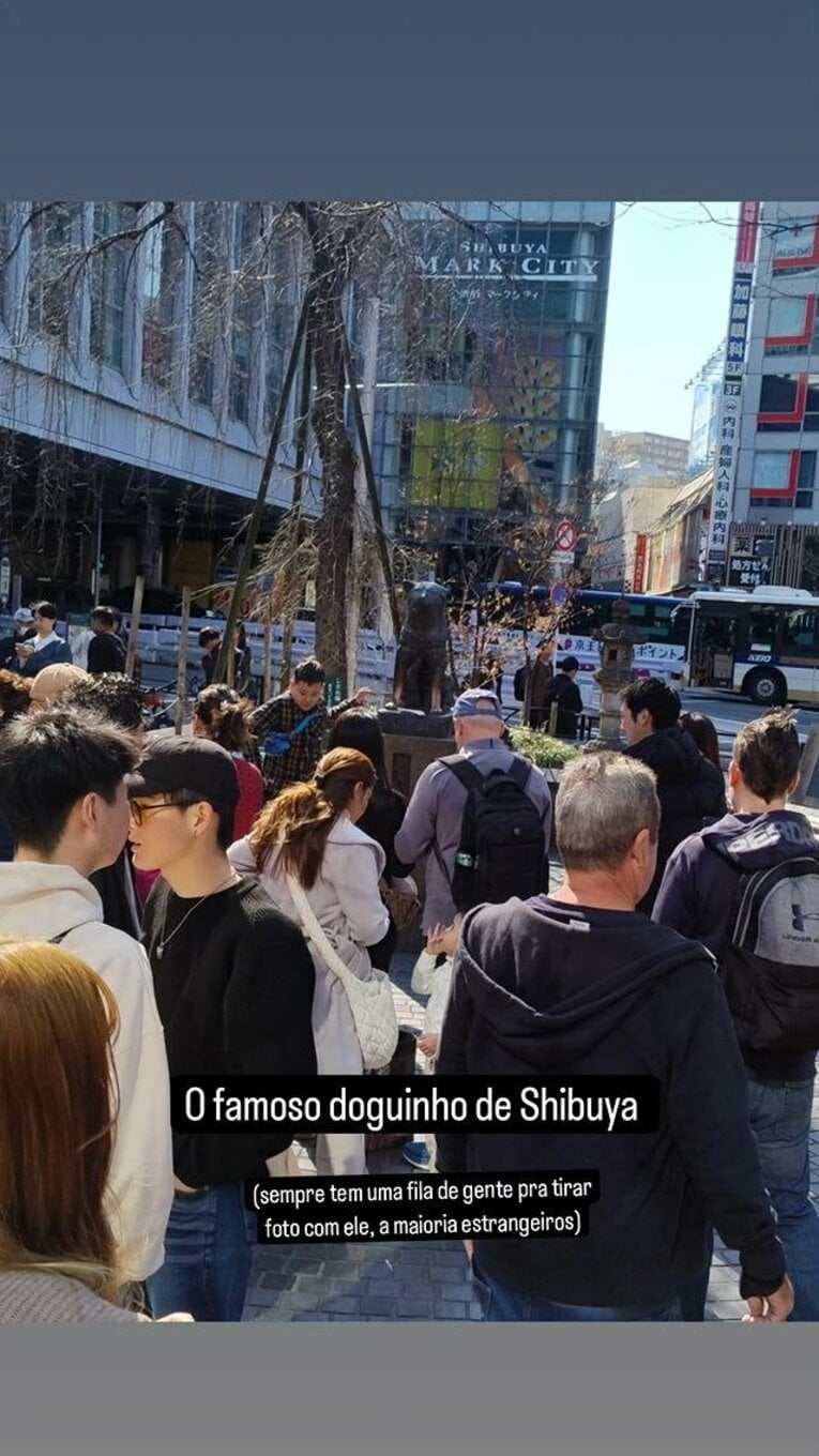 「国際的に有名な渋谷のハチ公銅像。いつも写真を撮る列ができている。その大半は外国人」　※ボンテンポ記者のインスタグラムより