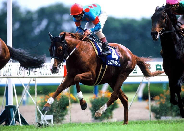 シルクジャスティスは97年の有馬記念でマーベラスサンデーやエアグルーヴを撃破。京都大賞典は連覇がかかっていた　©BUNGEISHUNJU