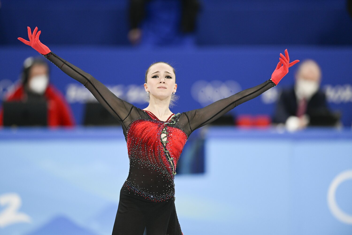 北京五輪、団体戦フリーで演技をするワリエワ　©︎Asami Enomoto/JMPA