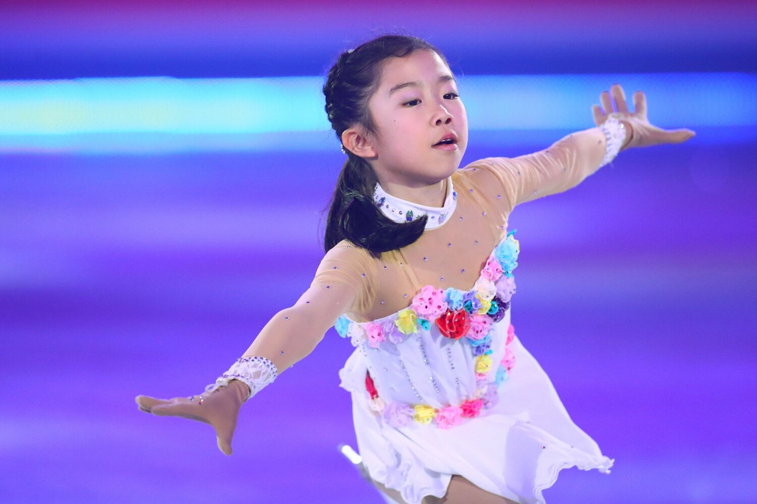 2019年の国別対抗戦エキシビションにて(当時10歳) ©AFLO