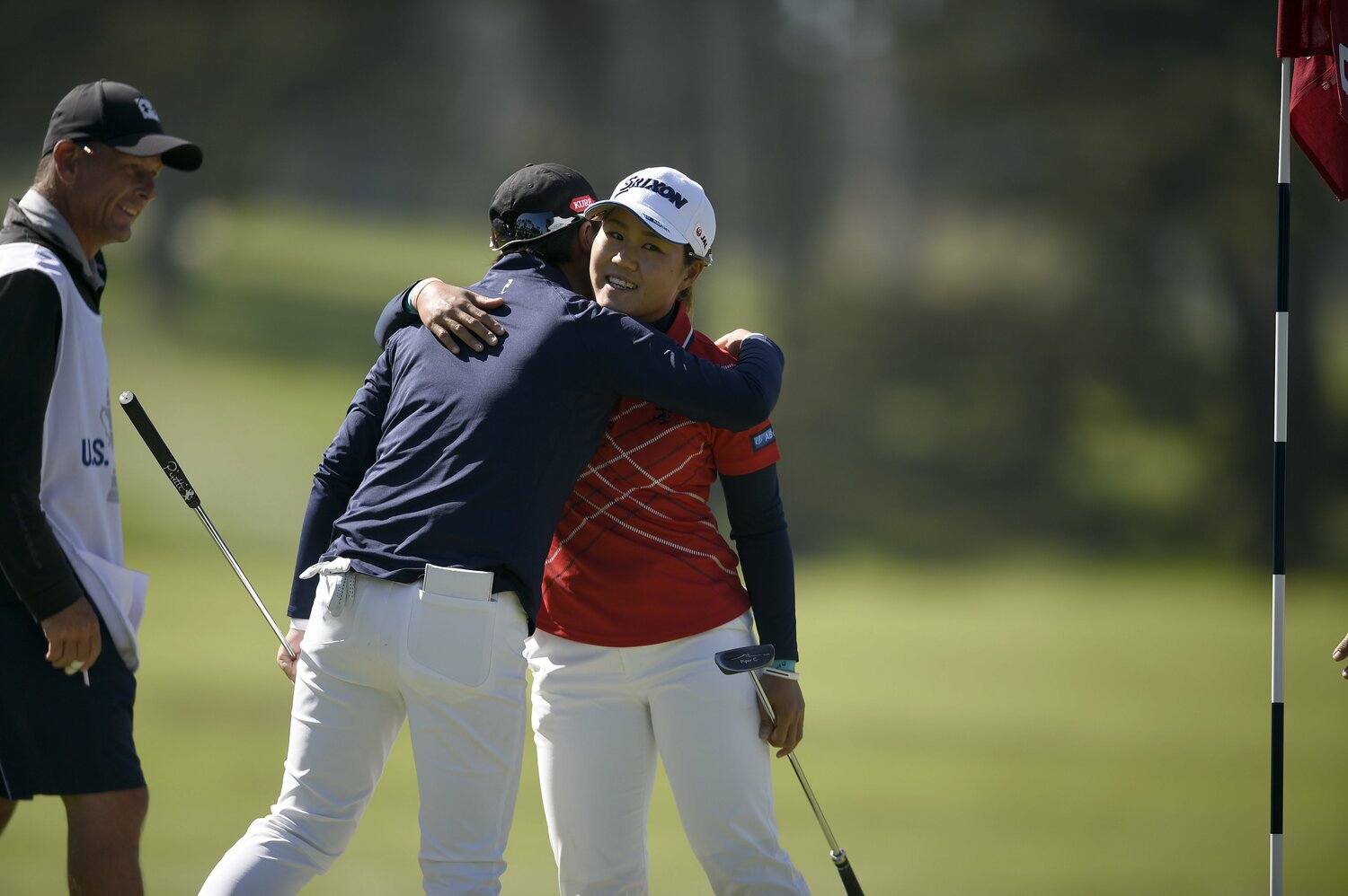 2021年全米女子オープンで笹生優花（左）とプレーオフを戦った畑岡奈紗　©︎USA TODAY Sports/Reuters/AFLO