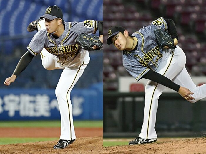 今季タイガースの中継ぎ陣は盤石!期待の若手、谷川昌希と小川一平。<Number Web> photograph by Kyodo News