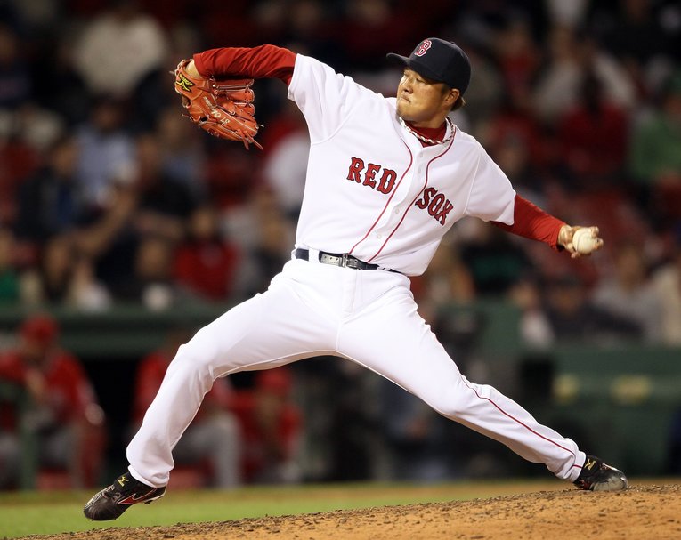 レッドソックス時代の岡島氏　©Getty Images