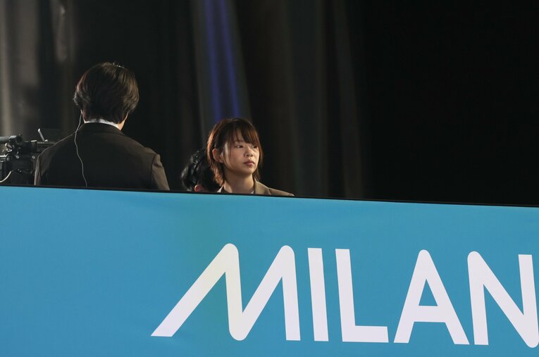 この日ばかりは菜那さんの表情にも緊張感が漂っていた　©Kaoru Watanabe/JMPA