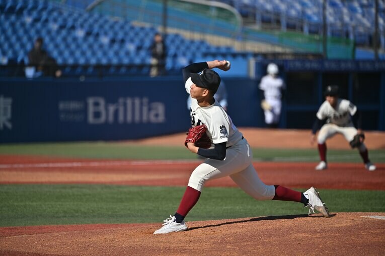 決勝の広陵戦で先発した南恒誠（2年）　©Hideki Sugiyama