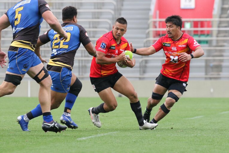 ウルフパックの一員としてハイランダーズB戦に出場する梶村祐介（2019年4月）　©Nobuhiko Otomo