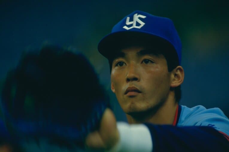 1987年、ドラフト1位で立教大からヤクルトに入団した長嶋一茂。ドラフトでは大洋ホエールズと競合、抽選の結果ヤクルトが交渉権を得た ／ photograph by BUNGEISHUNJU