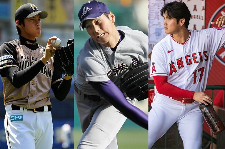 花巻東時代の大谷翔平と日本ハム、エンゼルスでの大谷翔平。唯一無二の二刀流を築いた歴史とは？ ／ photograph by Hideki Sugiyama/JIJI PRESS/Nanae Suzuki