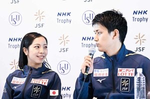 ◆困った三浦に木原が小声でささやき…“りくりゅう”ペアが記者の前で見せた“現在の関係性”「人間的な性格、バランスがいいのかな」