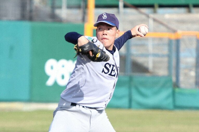 今秋のドラフト有力候補、星槎道都大の滝田一希投手（183cm78kg・左投左打）
