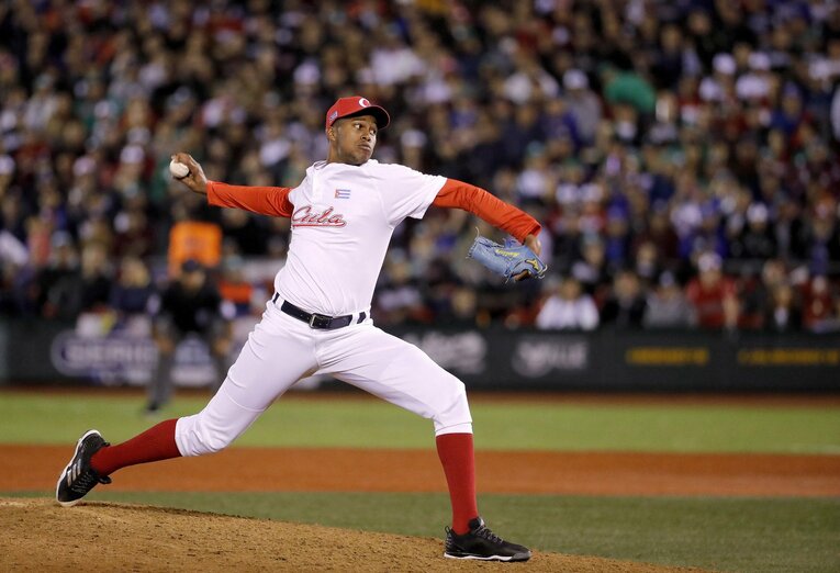 2018年、キューバ代表でのライデル・マルティネス　©AFP/JIJI PRESS