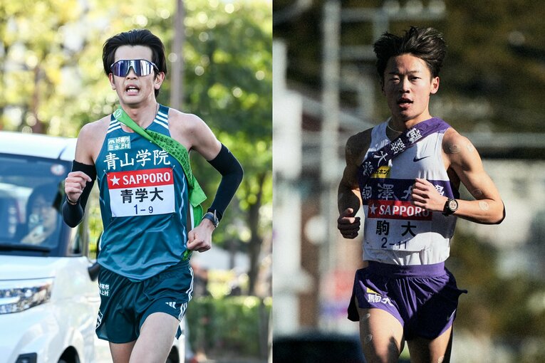 青学大の選手層の厚さを見せつけた佐藤（左）、駒大4年世代を支えた実力者・帰山（右）を二枚目に　©Nanae Suzuki/Yuki Suenaga
