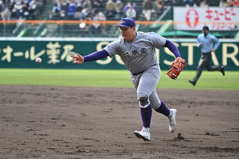 昨年センバツ大会での佐々木麟太郎　©︎Hideki Sugiyama