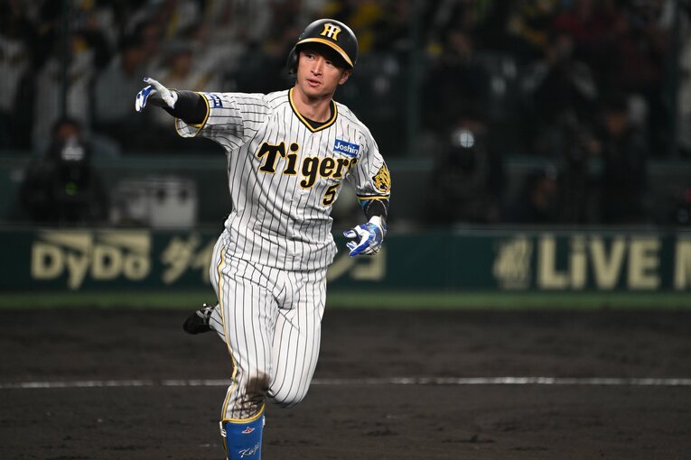 日本シリーズでは歴代3位の14安打、打率.483と打ちまくった近本　©︎Naoya Sanuki