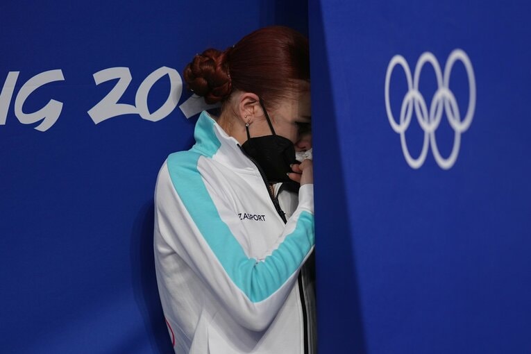 北京五輪で金メダルを逃し号泣するトゥルソワ　©Getty Images