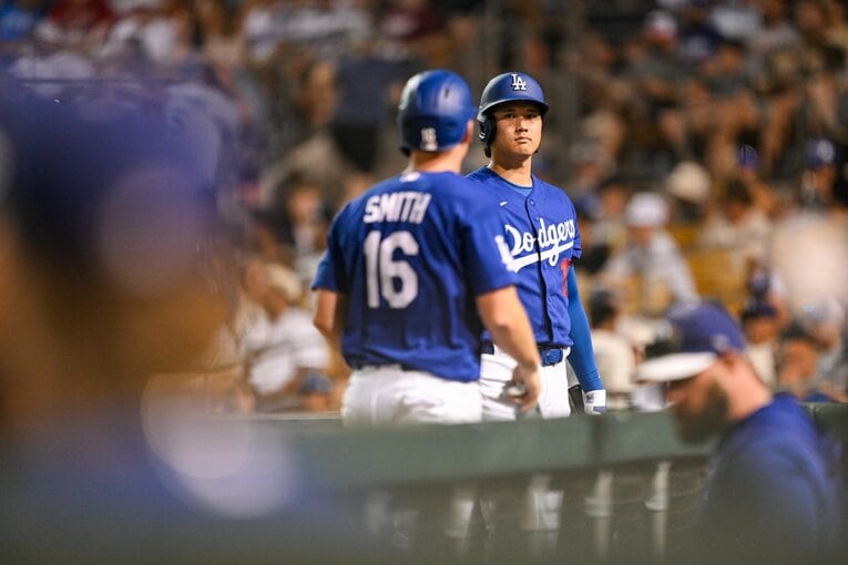 【Number現地撮影：大谷翔平の愛される日々】ドジャース再合流後の試合での大谷（写真は右に続きます）　©Nanae Suzuki