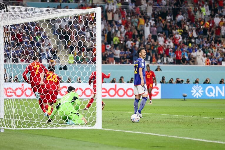 スペイン戦、モラタにゴールを決められる　©Kaoru Watanabe／JMPA
