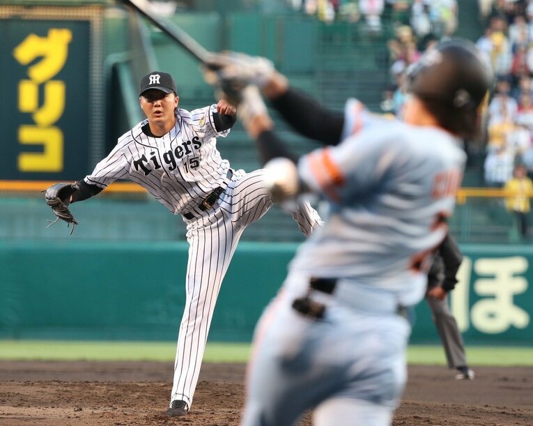 2015年5月21日巨人戦（甲子園）。プロ初勝利はお預けとなったが、7回1失点の好投をみせた横山
