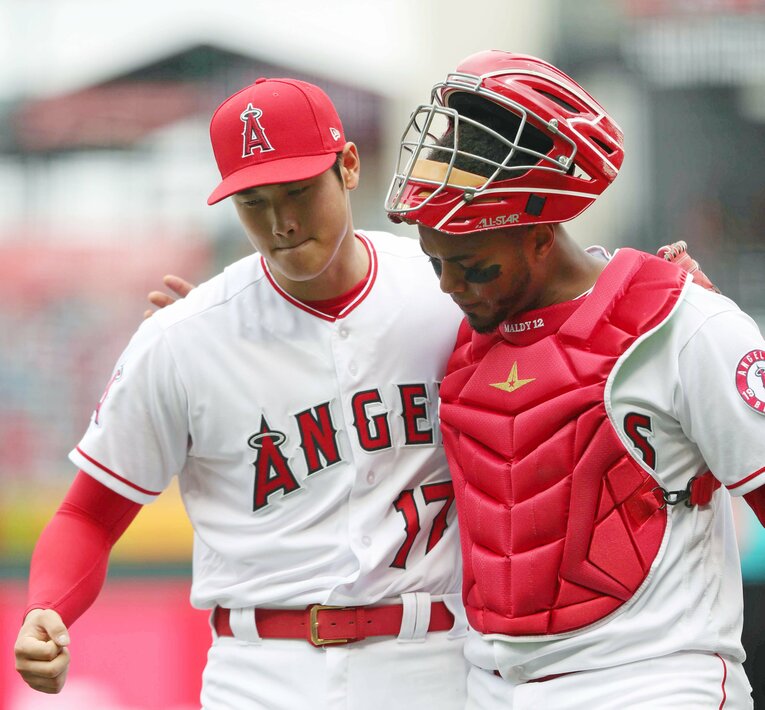 同僚時代はキャッチャーとして大谷を支えたマルドナド（2018年）　©JIJI PRESS