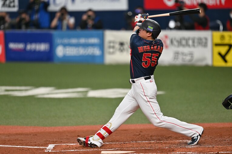 3月7日のオリックスとの強化試合では待望の”今季1号”が飛び出したが…その後は3三振を喫した　©︎Naoya Sanuki