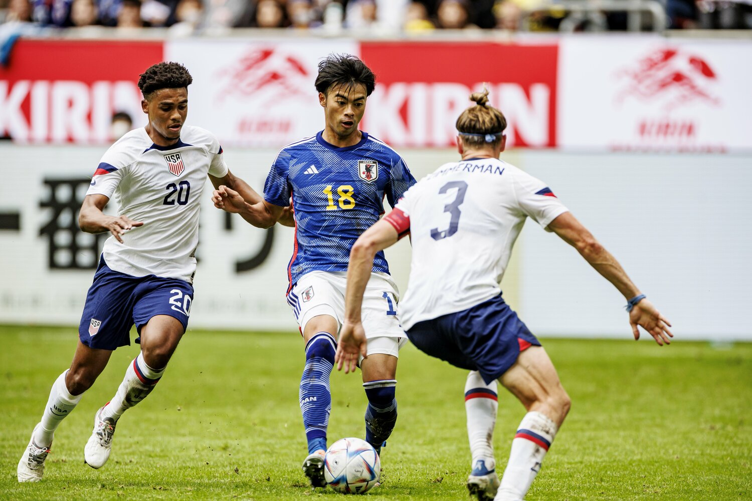 W杯前の22年9月シリーズ、アメリカ戦。本番に向けた重要な試金石だったようだ ©Kiichi Matsumoto