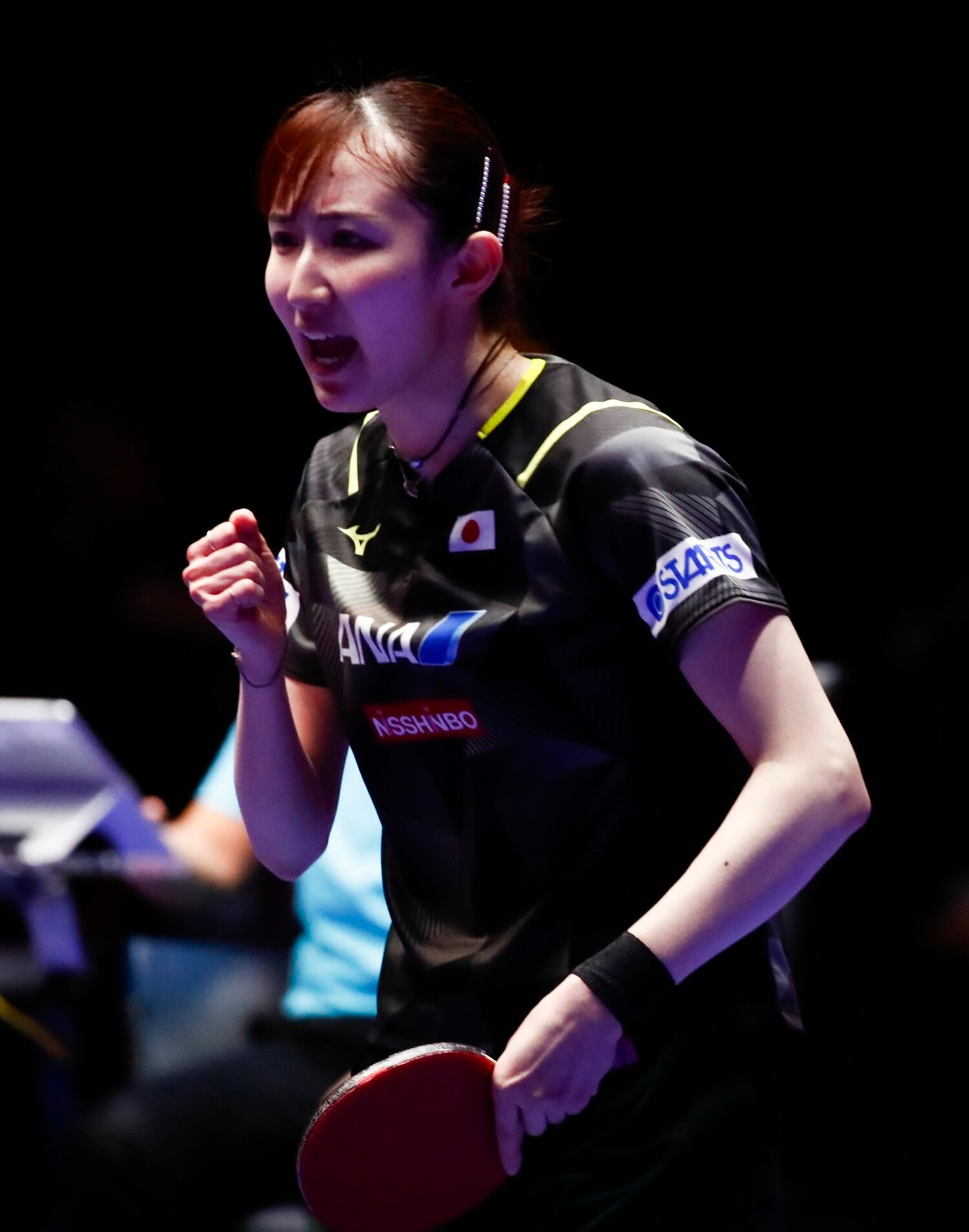 決勝戦にて、中国の陳夢に勝利した早田ひな　©JIJI PRESS