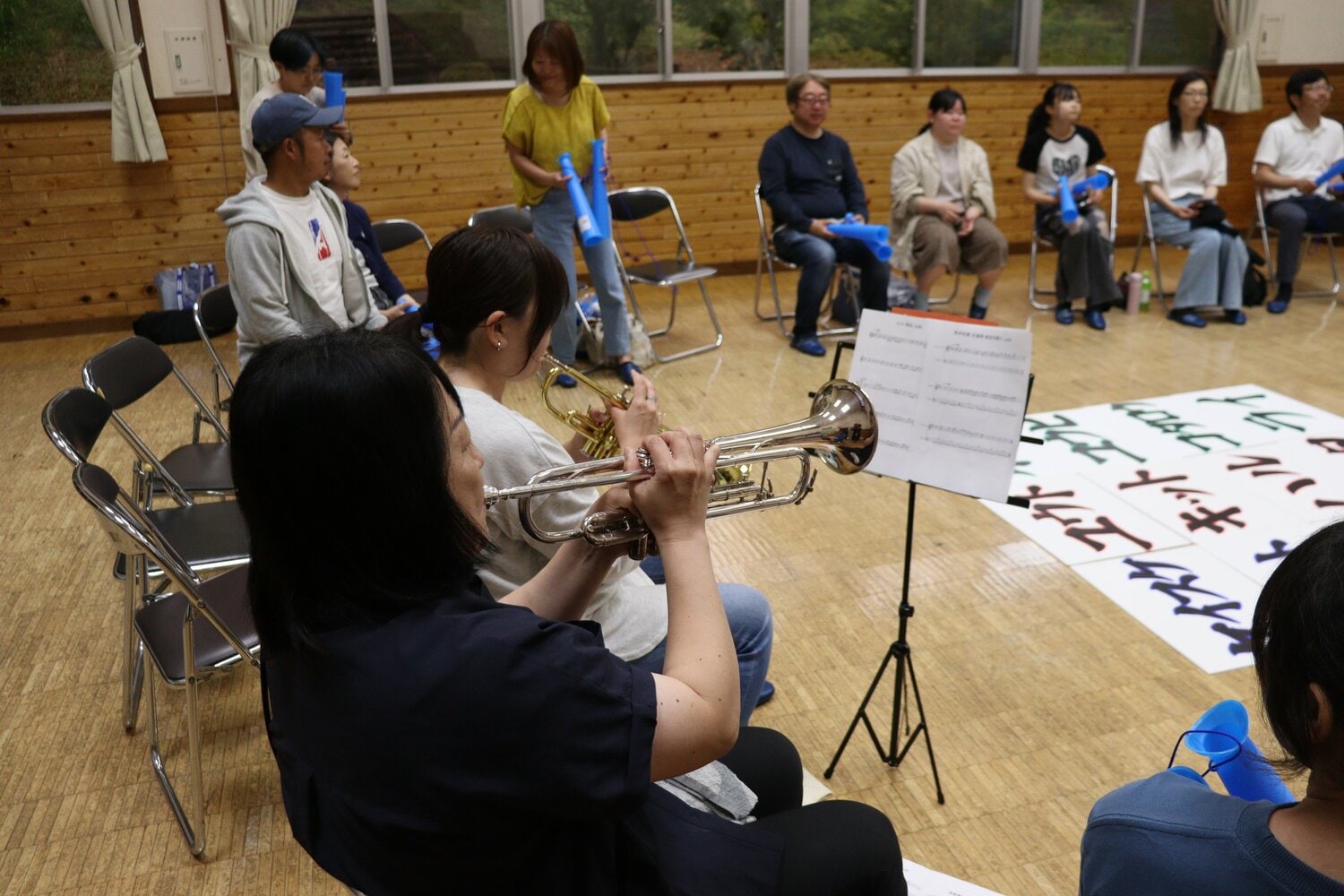 「高校生以来」と話す、小瀧さんと吉川さんのトランペット演奏 ©Yuki Kashimoto