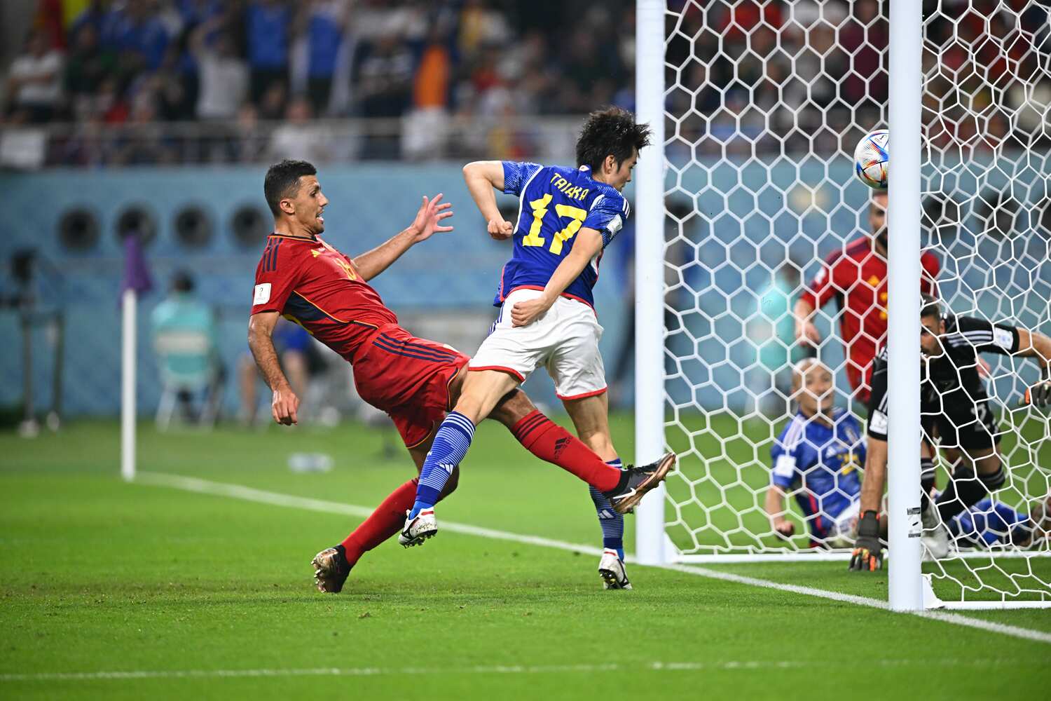 スペイン戦の逆転ゴールの瞬間　©︎Takuya Kanako/JMPA