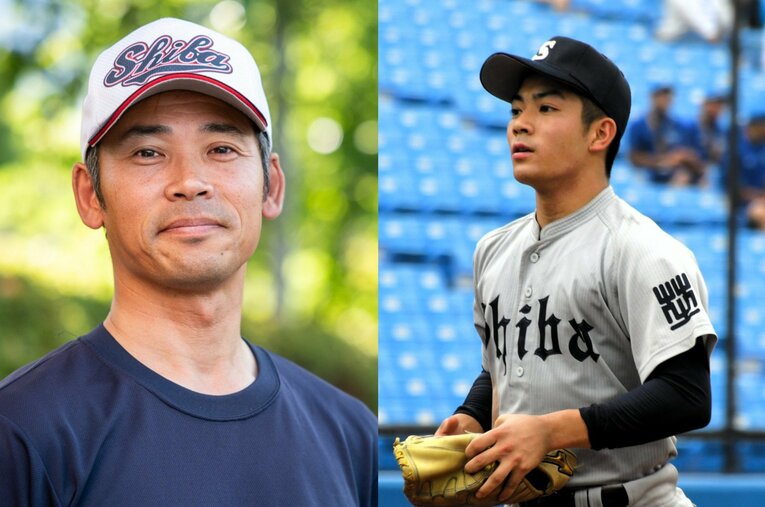 芝を率いた増田宣男監督（左）と主将の久米崇允選手。久米たち今年の3年生には「野球への異常な愛情があった」と指揮官は振り返る ／ photograph by (L)Nanae Suzuki、(R)Asahi Shimbun