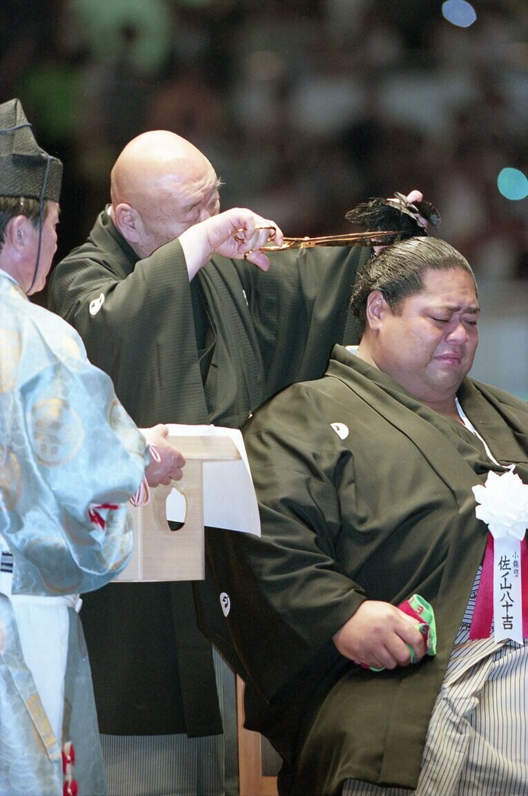 小錦 断髪式（1995年）©︎Tadashi Shirasawa