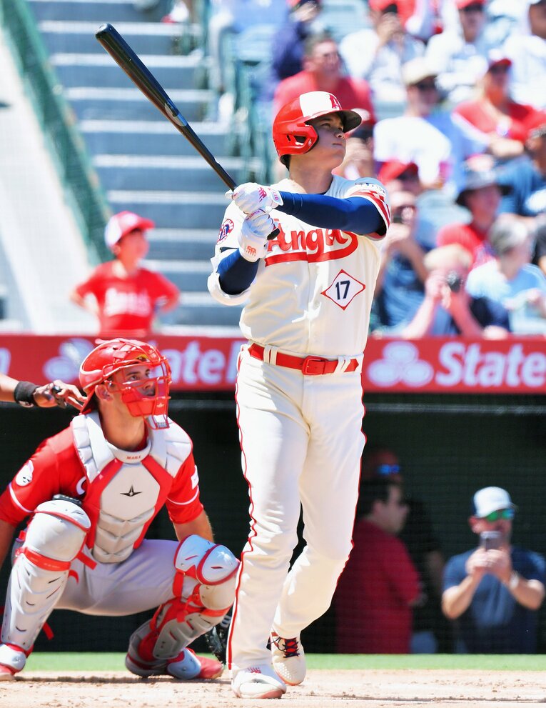 大谷の2023年最後のアーチとなった44号本塁打　©JIJI PRESS