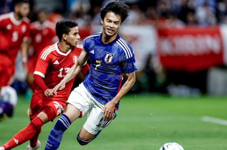 6月のペルー戦で1ゴール1アシストの活躍をみせたサッカー日本代表の三笘　©Kiichi Matsumoto