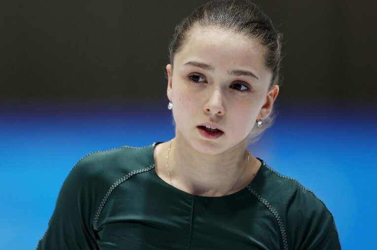 2月14日、練習に姿を現したワリエワ ／ photograph by Getty Images