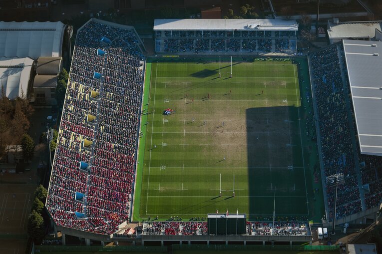 第52回全国大学ラグビー選手権大会決勝・帝京大vs.東海大の空撮　©Takuya Sugiyama