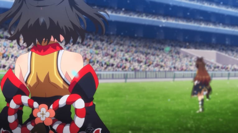 結果3着に終わったキタサンブラック。ダービーまでを描いた1話まででも、本記事で紹介しきれなかった史実ネタがふんだんに盛り込まれている　©2023 アニメ「ウマ娘 プリティーダービー Season 3」製作委員会