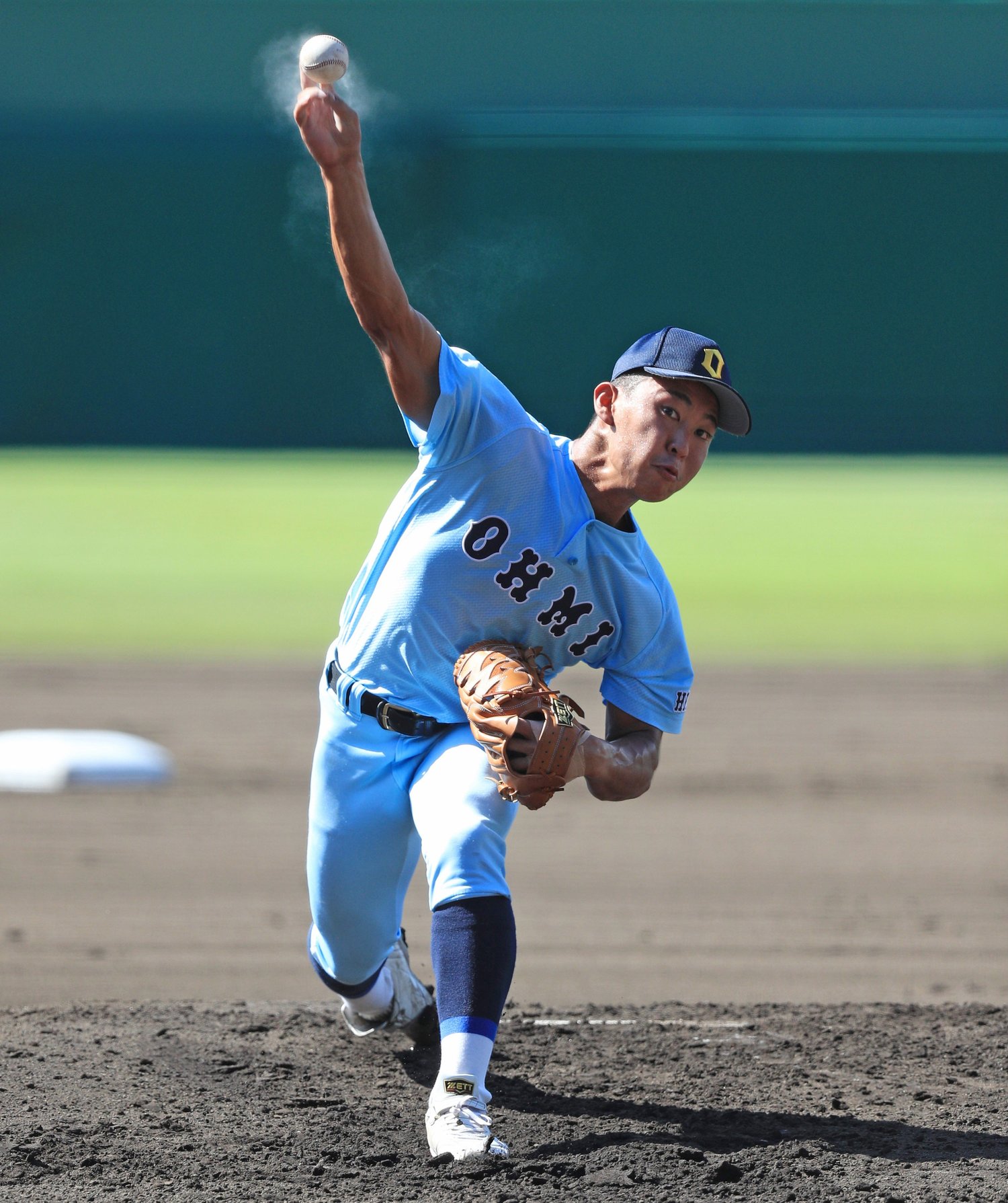 小学校時代は島滝のボールを受けていた近江の山田　©JIJI PRESS