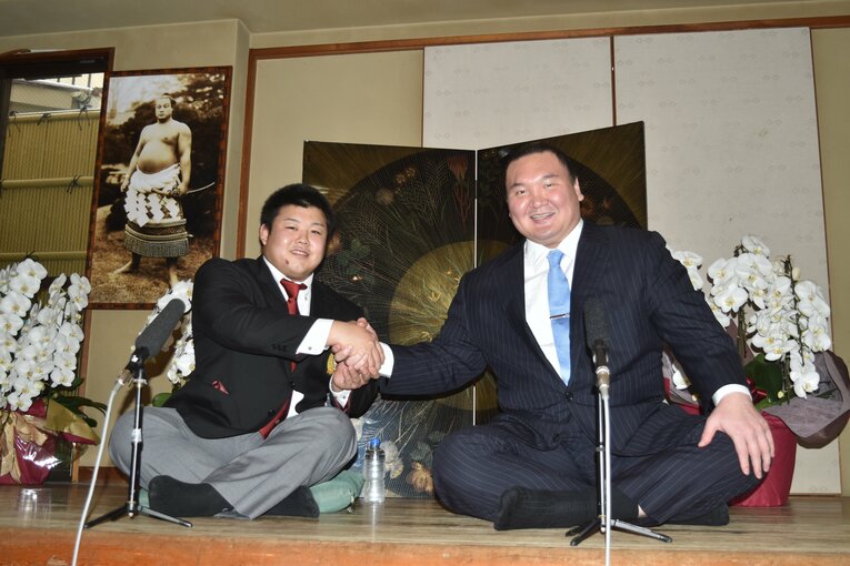 宮城野親方（元横綱・白鵬）が期待をかける身長166センチの川副　©JIJI PRESS