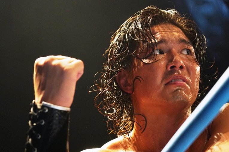 6月26日、大田区総合体育館で全日本プロレスの三冠ヘビー級新王者となったジェイク・リー ／ photograph by Essei Hara