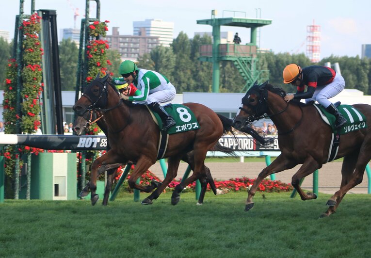 9歳にしてキーンランドカップを制したエポワス。鞍上にはルメール