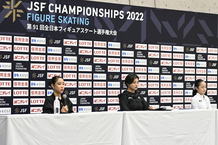 全日本選手権、表彰式後の記者会見 ©Asami Enomoto
