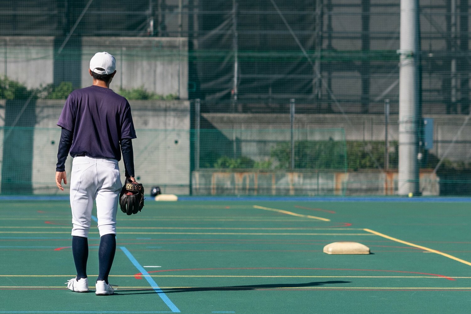 ゴム製の校庭のため、普段はスライディングの練習などはできないという ©Nanae Suzuki