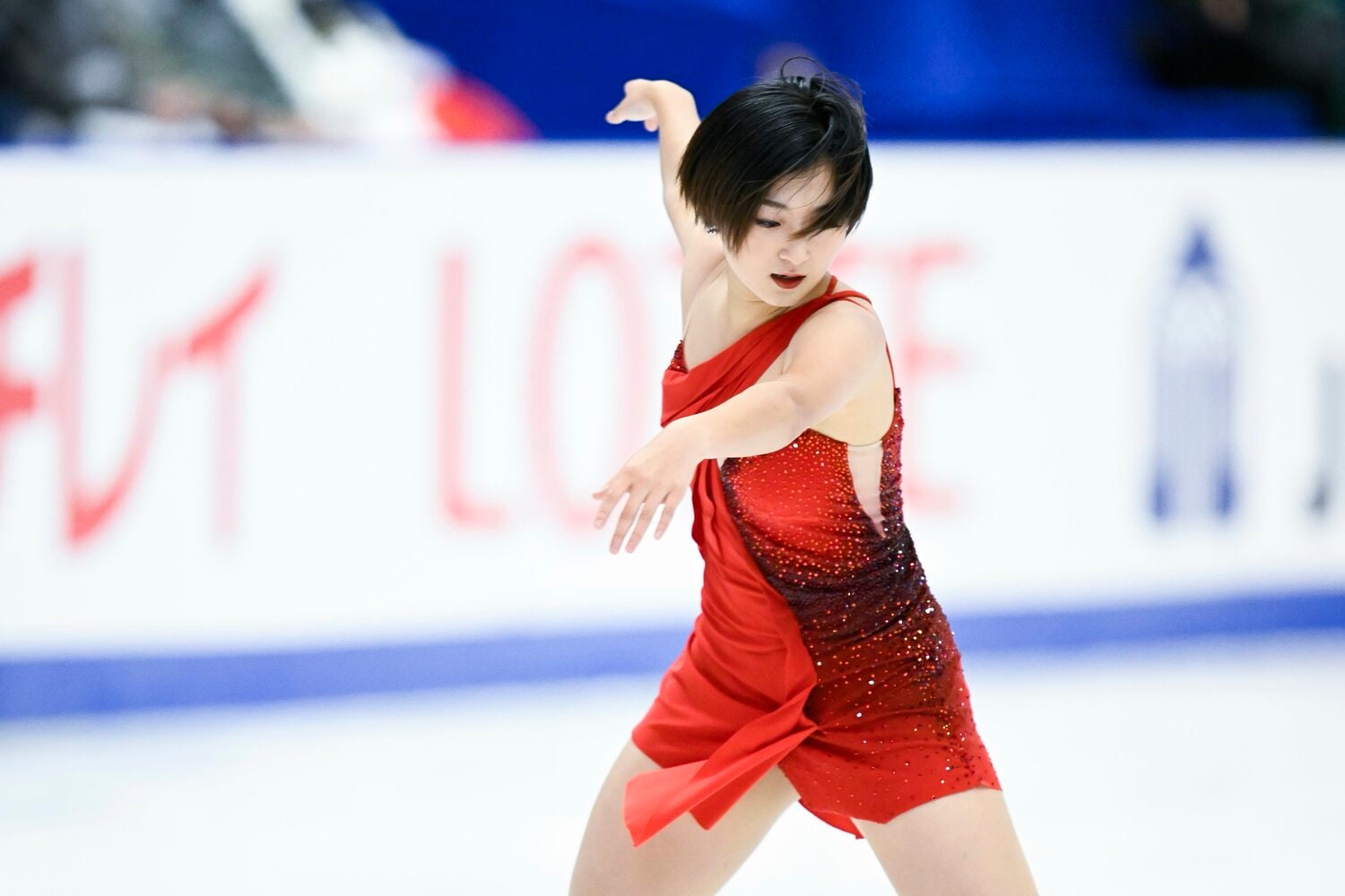 NHK杯のフリーではトップのスコアをマークするも、逆転ならず2位にとどまった坂本　©︎Asami Enomoto