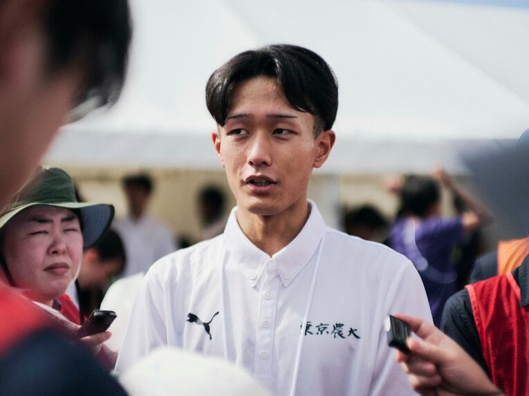 2年前の予選会では1年生ながら日本人トップにはいった前田和摩。今回は「まだ30%」の調子でもチームトップの好走　©Yuki Suenaga