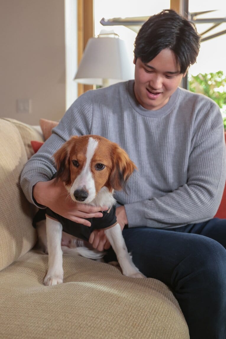 愛犬のデコピンと大谷翔平　©︎Getty Images