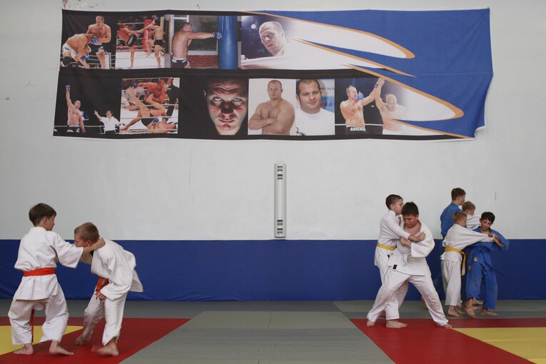 ヒョードルの地元スタールイ・オスコル市内の柔道場　©Takuya Sugiyama
