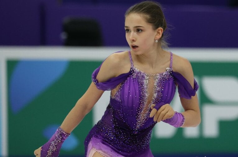 ロシア選手権では283.48のスコアを記録し、北京五輪でも金メダルの有力候補に挙げられる、15歳のカミラ・ワリエワ ／ photograph by Getty Images